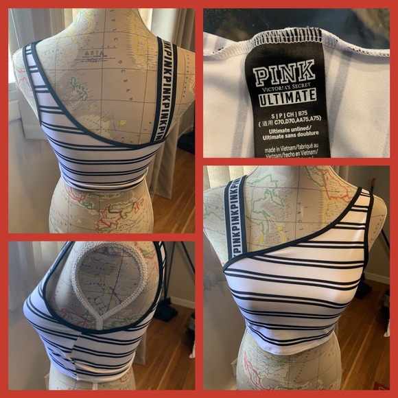 PINK Victoria's Secret Tops - Like New Pink VictoriaSecret Ultimate Striped Crop